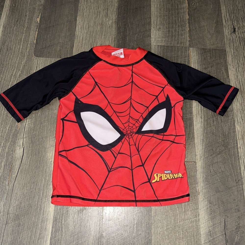 Spiderman Boys Swim UV Rash Guard Shirt  Toddler Size 5-6